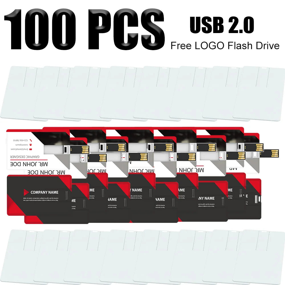 100-Pack Credit Card USB Flash Drives | Free Custom Logo 4–128GB USB Flash Drive PRIMED