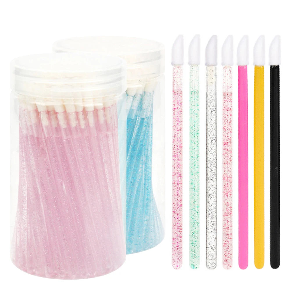 100 Pcs Disposable Lip Brushes & Mascara Wands | Crystal Tip