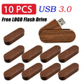 10-Pack Wooden USB 3.0 Flash Drives | Custom Logo 32–128GB USB Flash Drive Set PRIMED 64 GB walnut