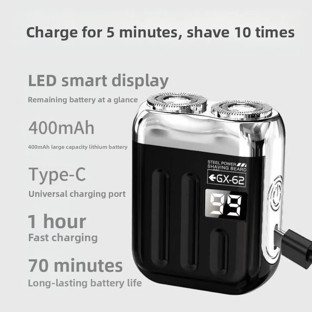 Portable Mini Electric Shaver – Magnetic Rechargeable Waterproof