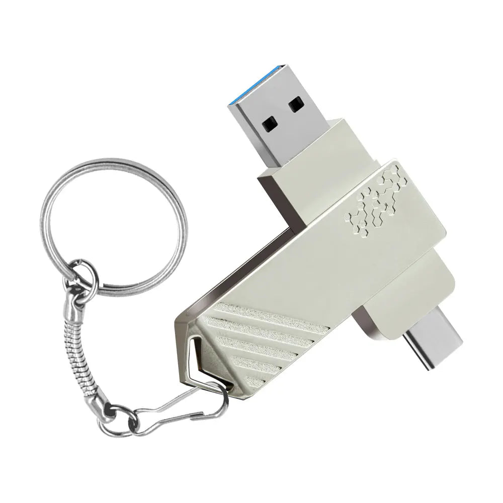 3-in-1 Metal USB 3.0 Flash Drive with Chain | 8GB–128GB USB Flash Drive PRIMED