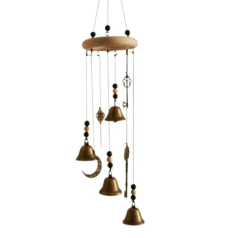 Vintage Witch Bells Wind Chime – Moon & Star Metal Ornament