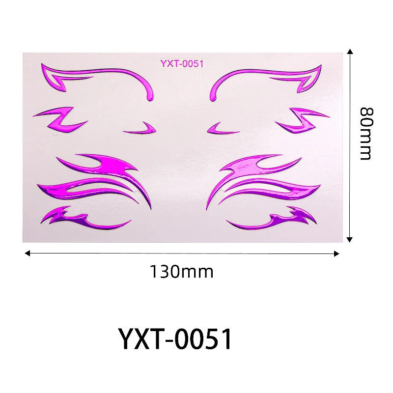 Purple Red Metallic Eye Makeup Stickers | Temporary Tattoo