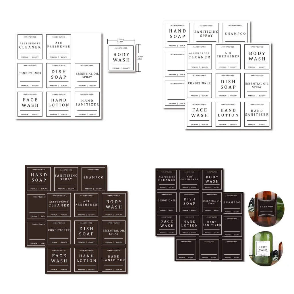 Waterproof Cosmetic Bottle Labels – PVC Stickers 9 Pack Bottle Label Stickers PRIMED