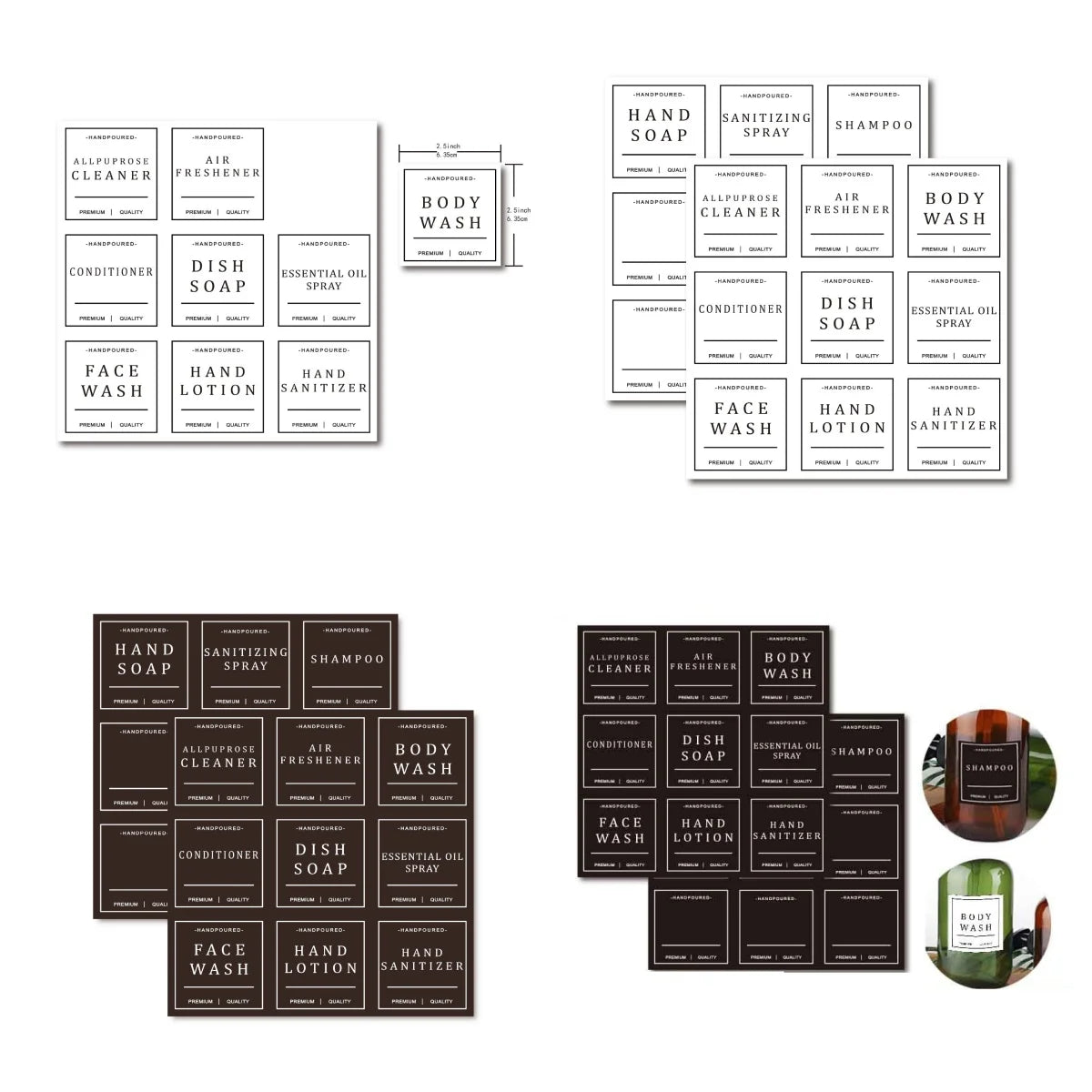 Waterproof Cosmetic Bottle Labels – PVC Stickers 9 Pack