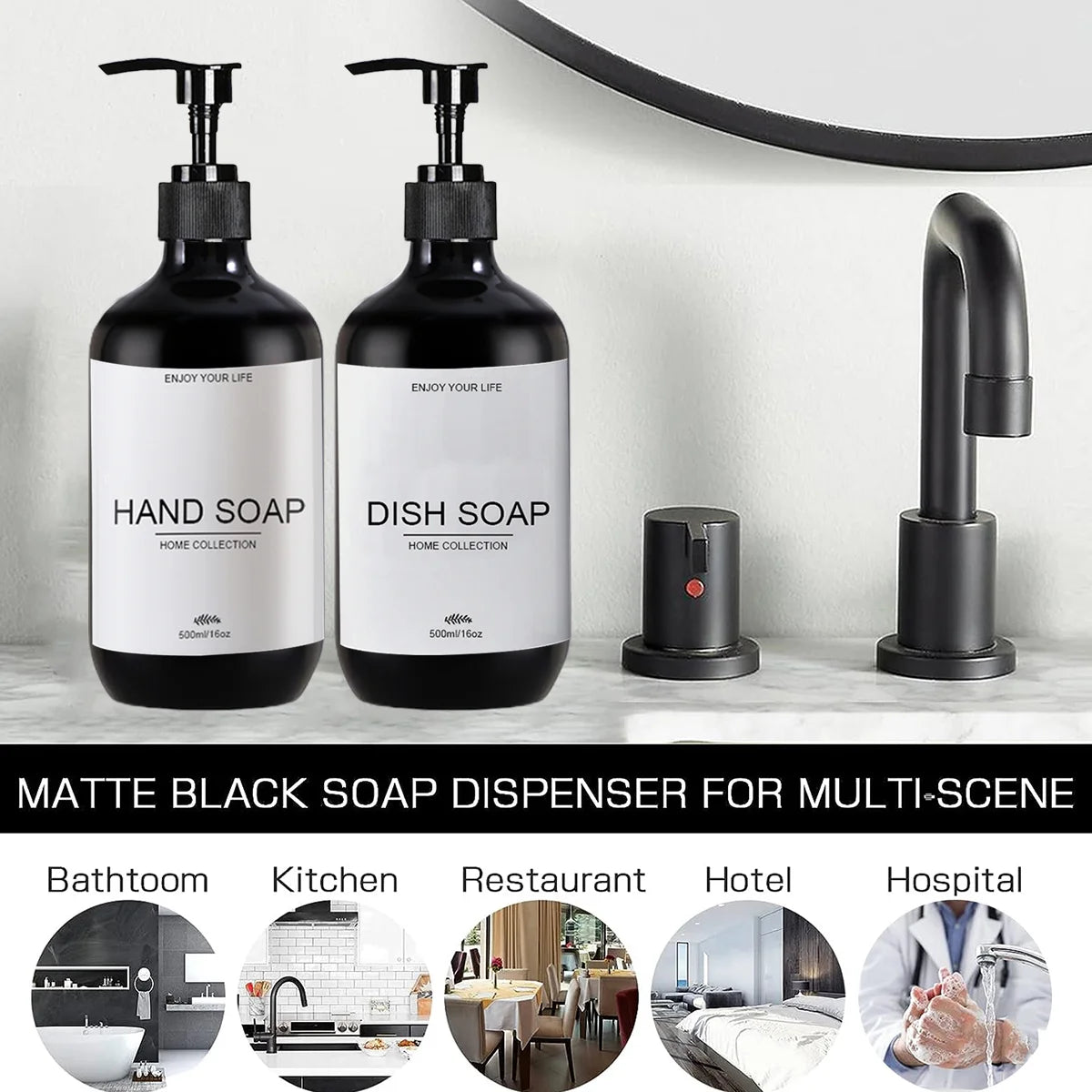 Refillable Pump Soap Dispenser – Plastic & Bamboo Kitchen Bottle Soap Dispenser PRIMED