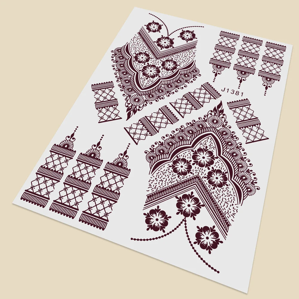 Henna Temporary Tattoo Stickers | Hand & Foot Body Art Temporary Tattoo Sticker PRIMED J1381