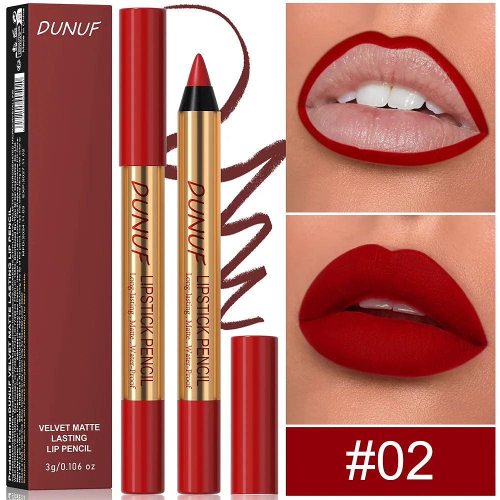 Waterproof Matte Lip Liner Pencil – Long-Lasting Dark Red