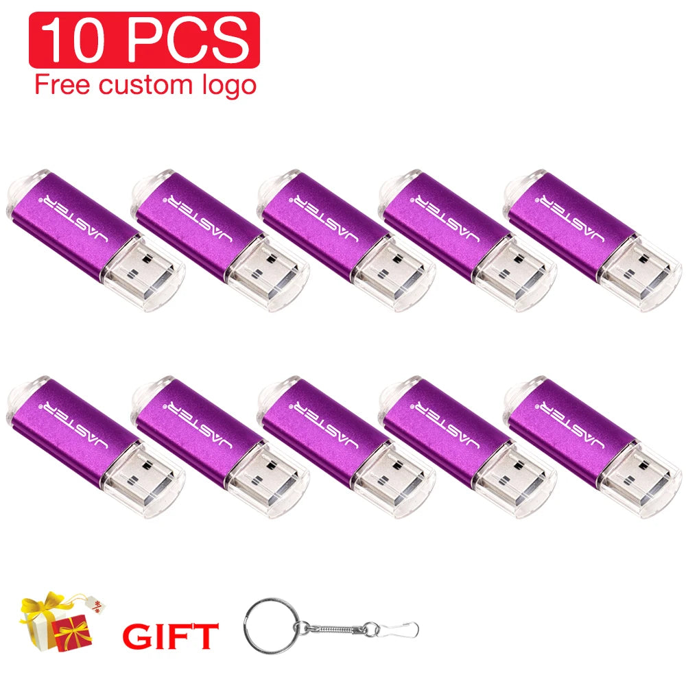 10-Pack Custom Logo Metal USB 2.0 Flash Drives 4GB–64GB USB Flash Drive PRIMED 16 GB Purple