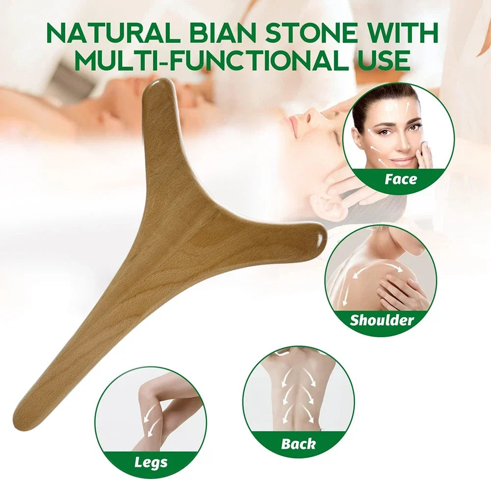 Wood Gua Sha Body Massage Tool – Sculpting & Muscle Roller Wood Massage Tool PRIMED