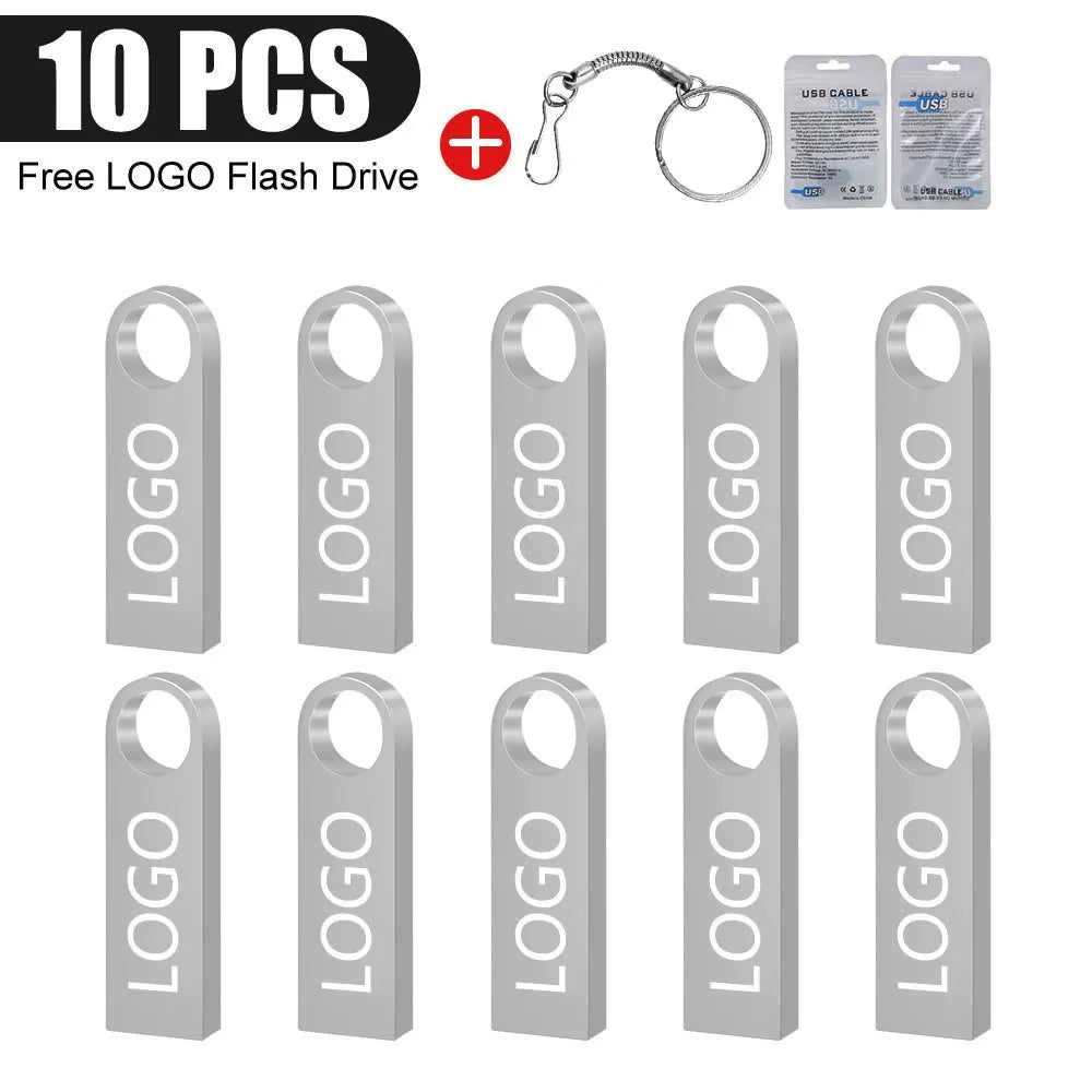 10-Pack Custom Logo Metal USB Flash Drives 128MB–128GB USB Flash Drive PRIMED 4GB x10pcs silver u disk China Mainland