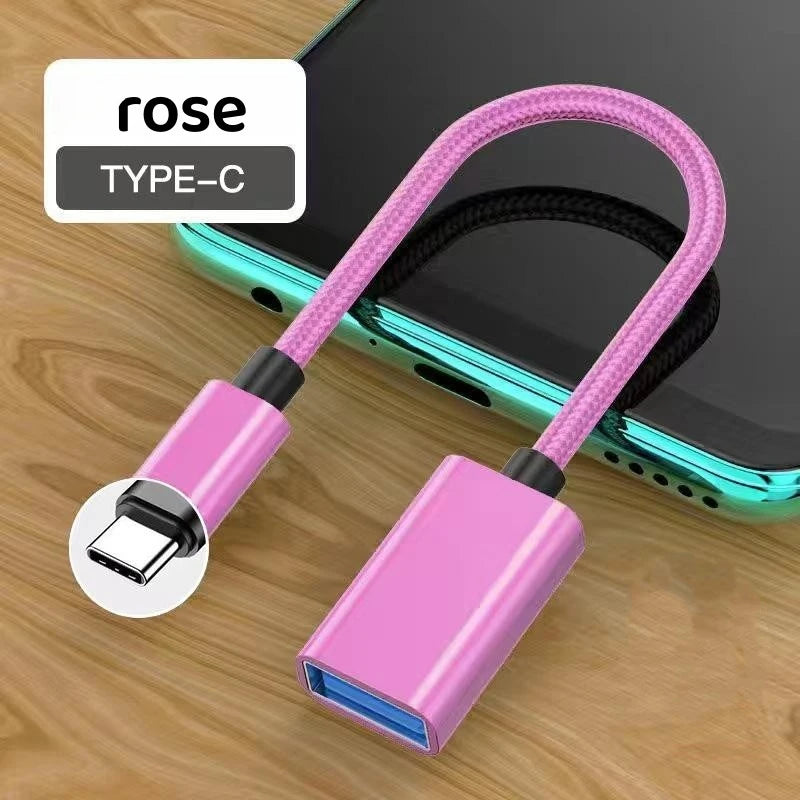 USB-C to USB OTG Adapter Cable | Type-C Male to USB-A Female USB OTG Adapter PRIMED Rose