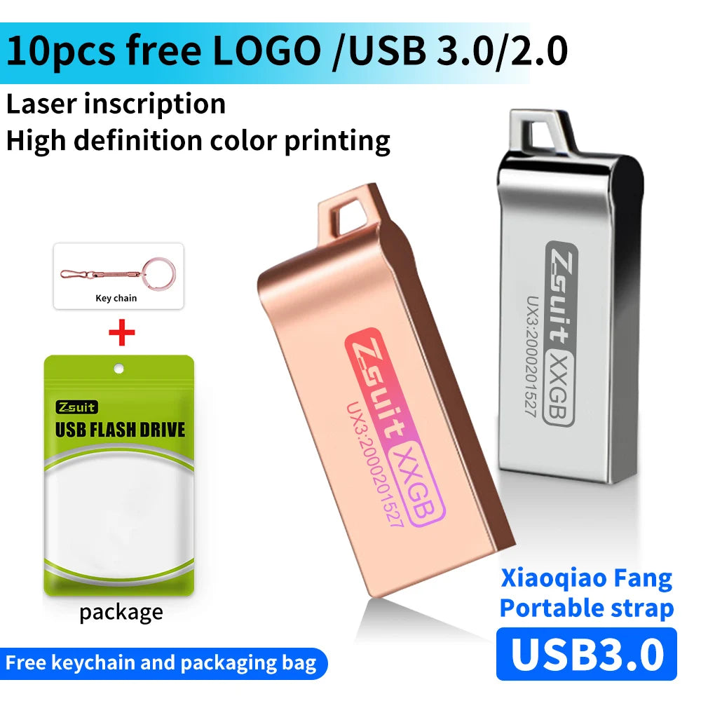 10-Pack Metal USB Flash Drives 4GB–128GB | Free Custom Logo USB Flash Drive PRIMED