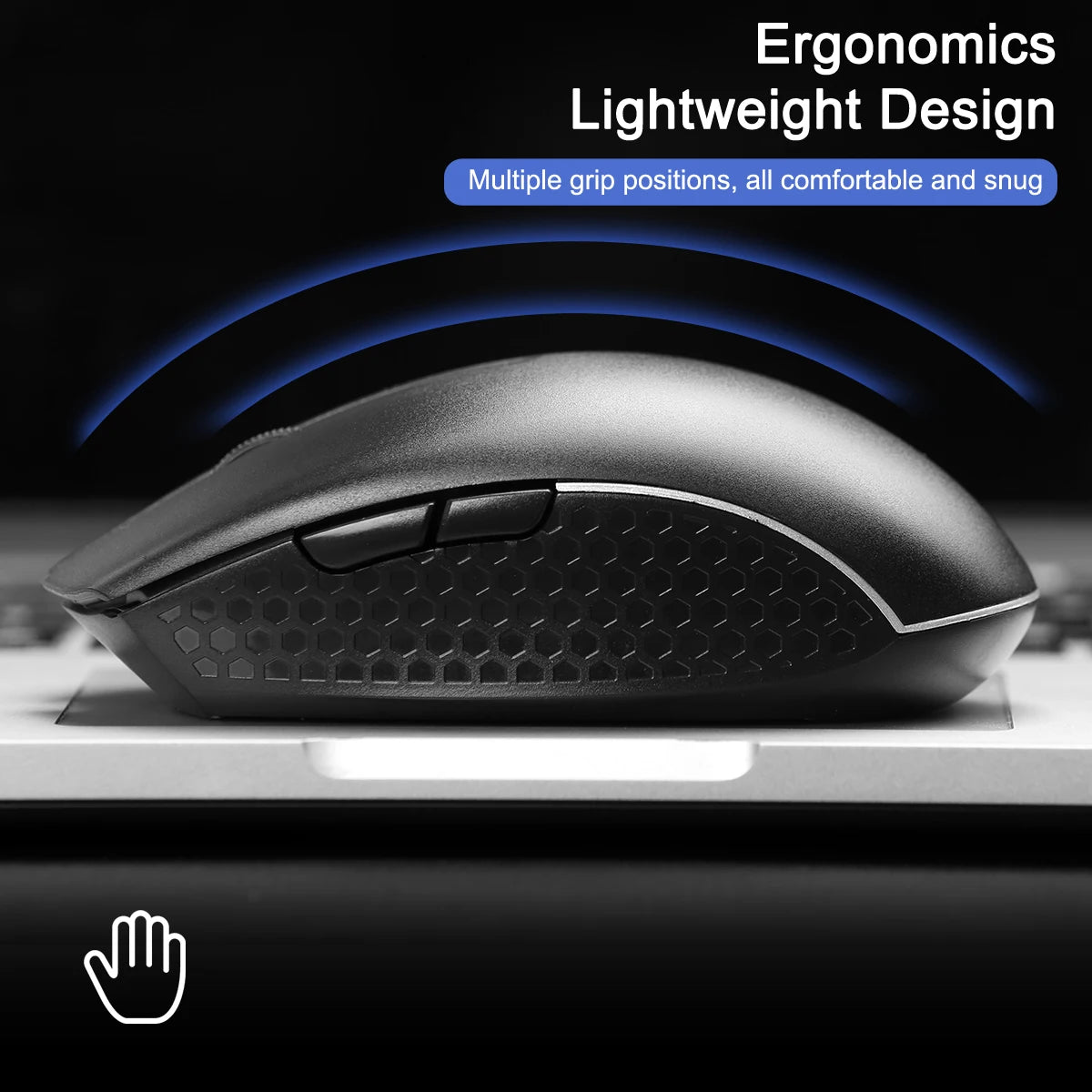 MissionFit 2.4G Wireless Ergonomic Mouse 1600DPI – Black Wireless Computer Mouse PRIMED