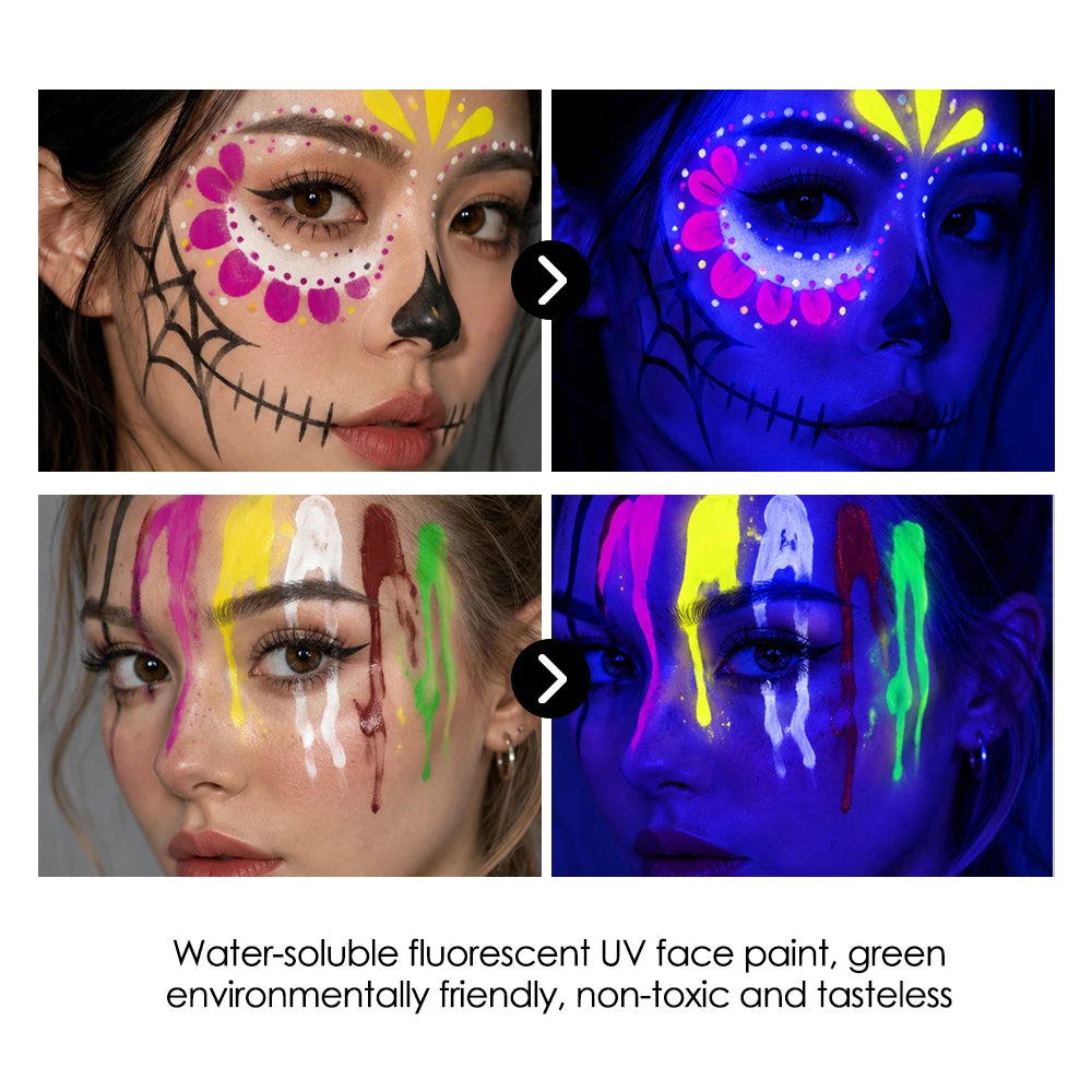Halloween UV Face & Body Paint Cream – Waterproof Fluorescent Face & Body Paint PRIMED