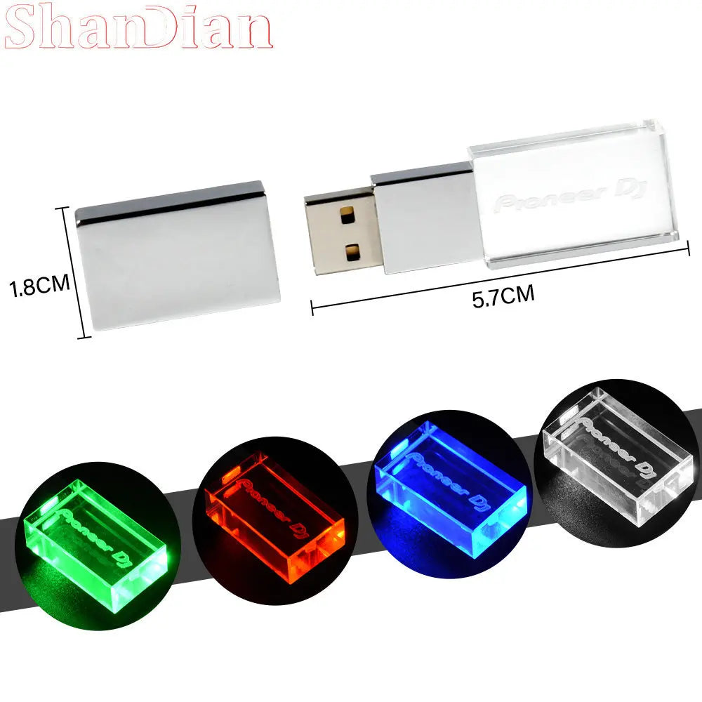 JASTER LED USB Flash Drive 128GB High Speed Crystal Pendrive USB Flash Drive PRIMED