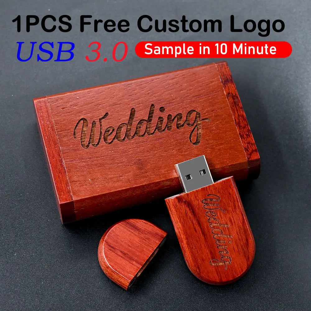 10-Pack Bamboo USB 3.0 Flash Drives | Custom Logo 4–128GB USB Flash Drive PRIMED