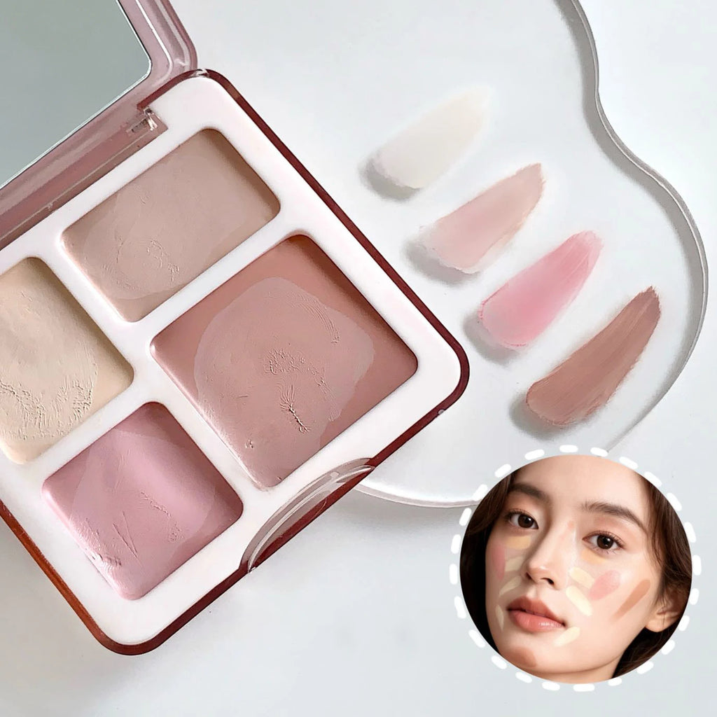 4-Color Contour & Highlight Bronzer Palette | 3D Face Sculpt Contour Bronzer Palette PRIMED