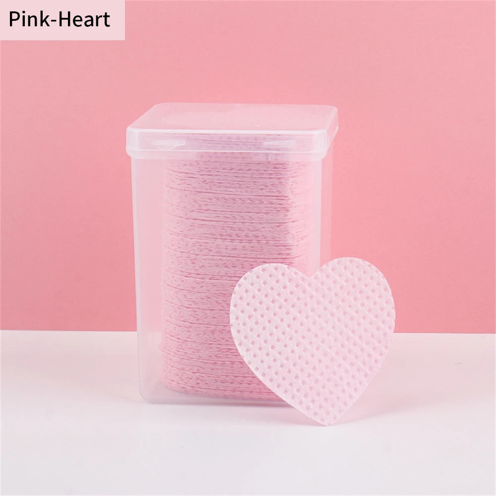 200PCS Disposable Cotton Pads – Eyelash Extension Wipes Lash Extension Supplies PRIMED Pink-Heart