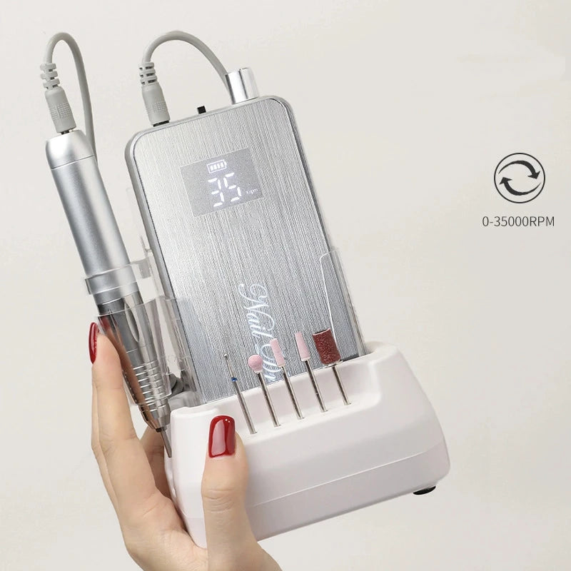 Rechargeable Electric Nail Drill Machine – 35000 RPM Pro Set