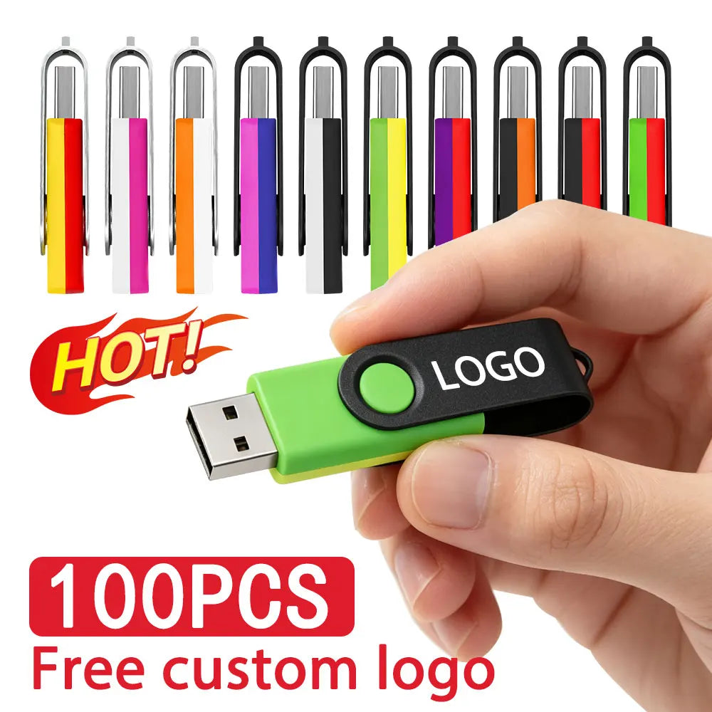 100-Pack Custom Logo Metal USB 2.0 Flash Drive 128MB–128GB Custom USB Flash Drive PRIMED