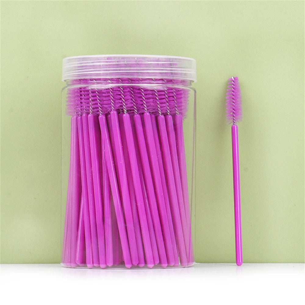 100 Pcs Spoolie Brushes – Eyelash Extension Makeup Tools Spoolie Brush Set PRIMED purple purple