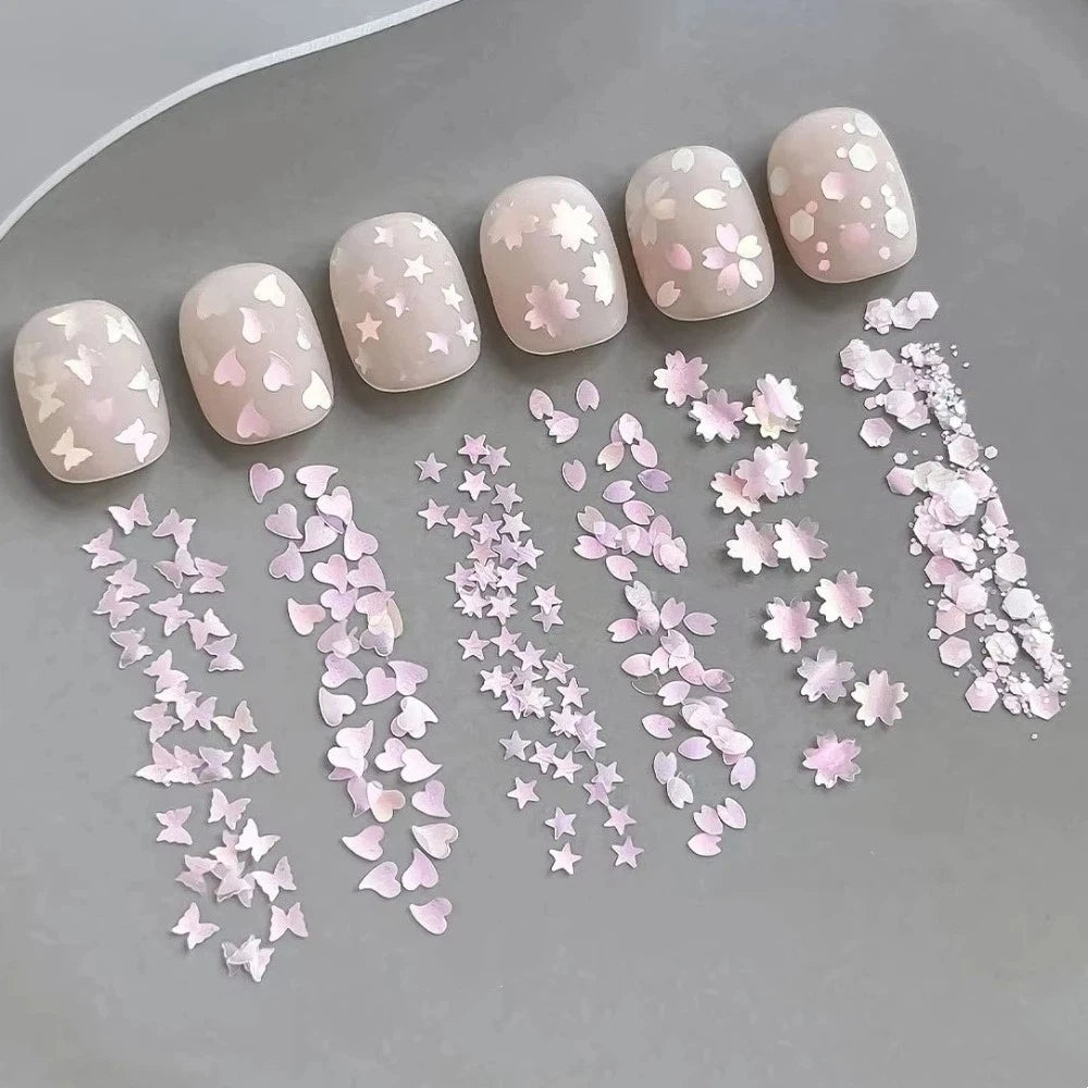 Nail Art Glitter Sequins – Heart Flower Butterfly Mermaid Iridescent