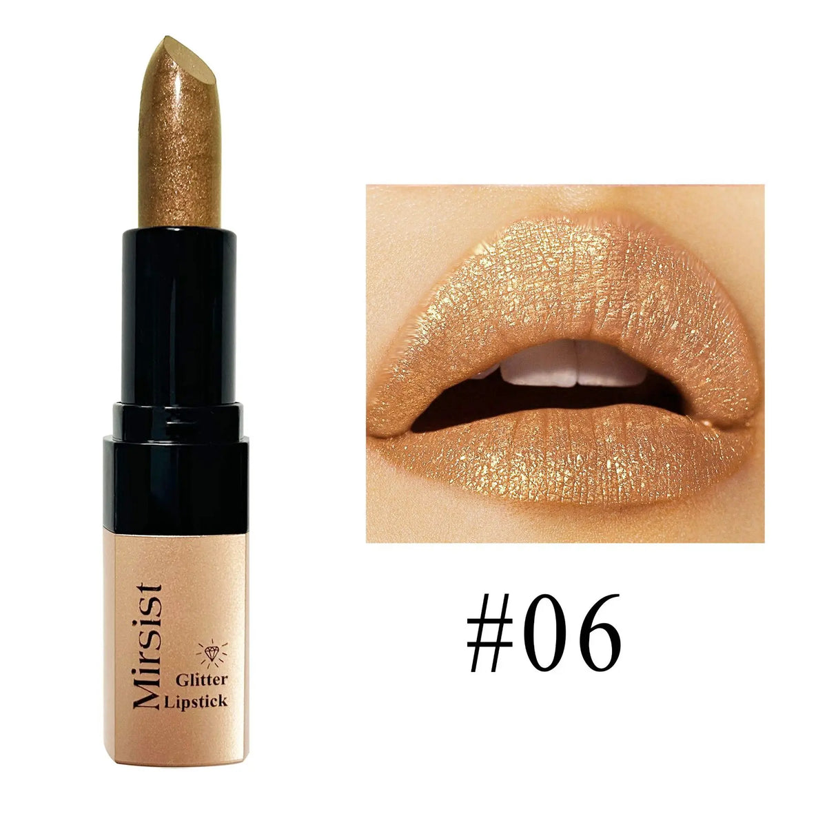 Mirsist Diamond Lip Gloss – 6-Shade Glitter Metallic Lipstick Glitter Lip Gloss PRIMED 06