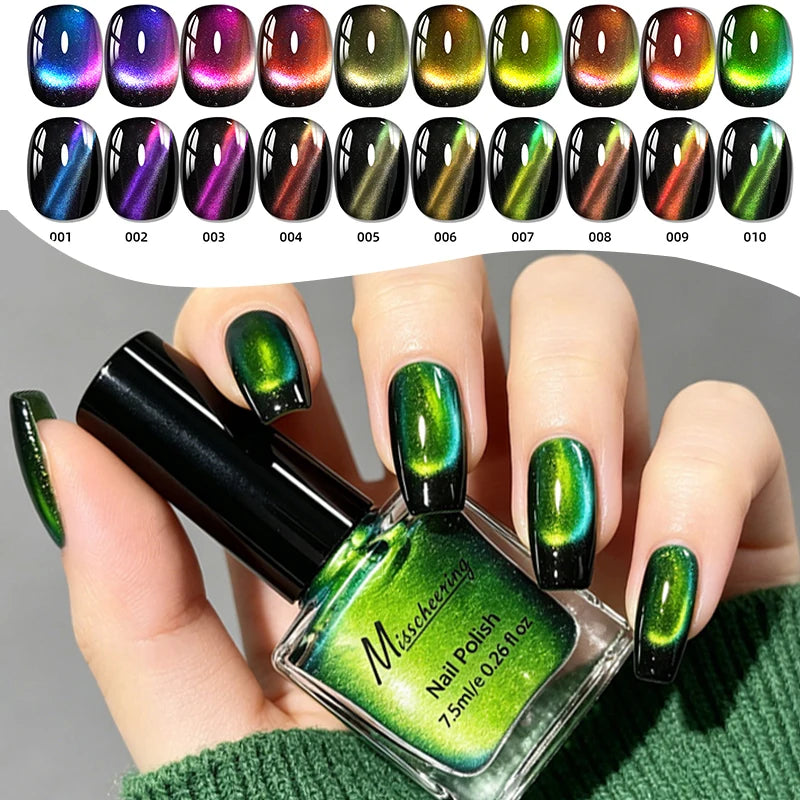 9D Cat Eye Magnetic Nail Polish – No UV Lamp, Quick Dry Magnetic Nail Polish PRIMED
