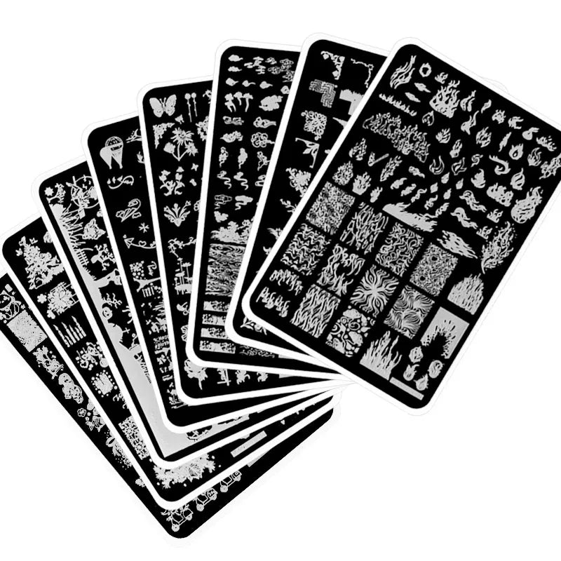 Large Nail Stamping Plate 9.5x14.5cm – Flowers, Animals & Geometry Nail Stamping Plate PRIMED