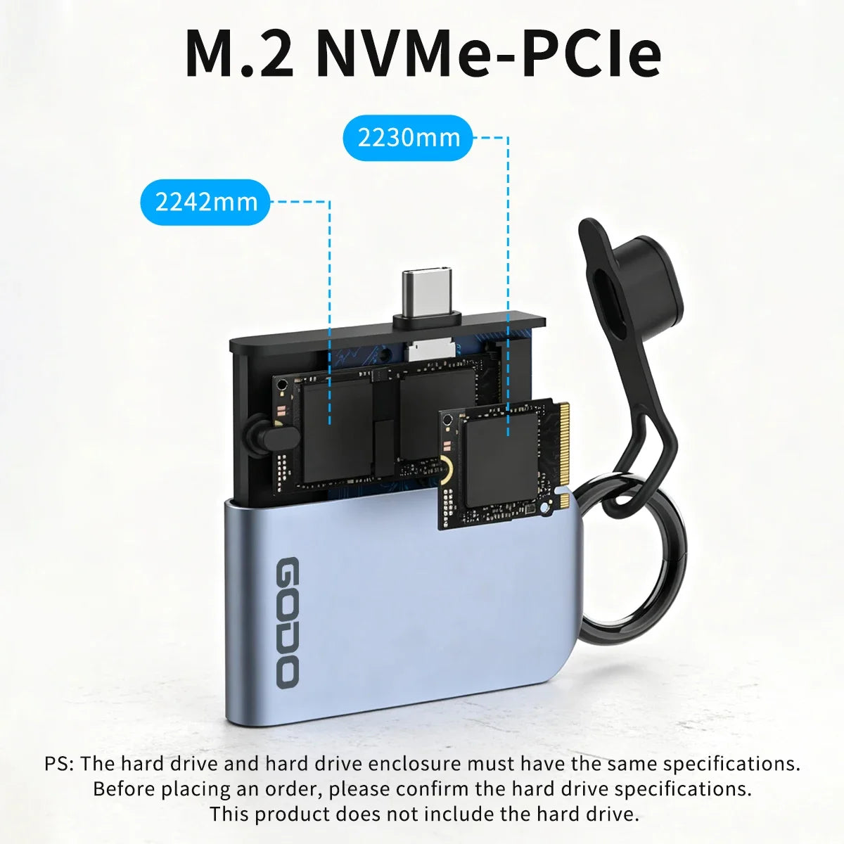 GODO M.2 NVMe SSD Enclosure USB 3.2 Aluminum | 2230 2242 SSD Enclosure PRIMED