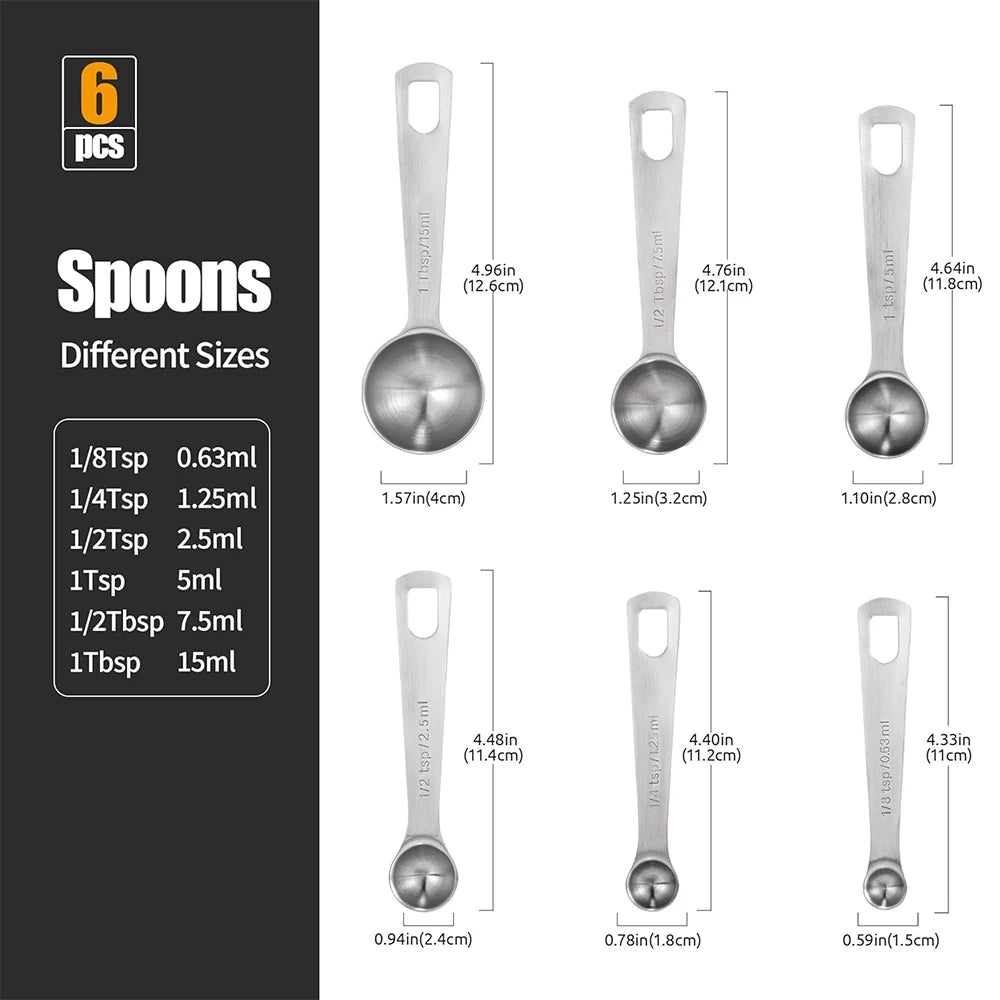 LMETJMA 6-Piece Stainless Steel Measuring Spoon Set | Baking Measuring Spoon Set PRIMED