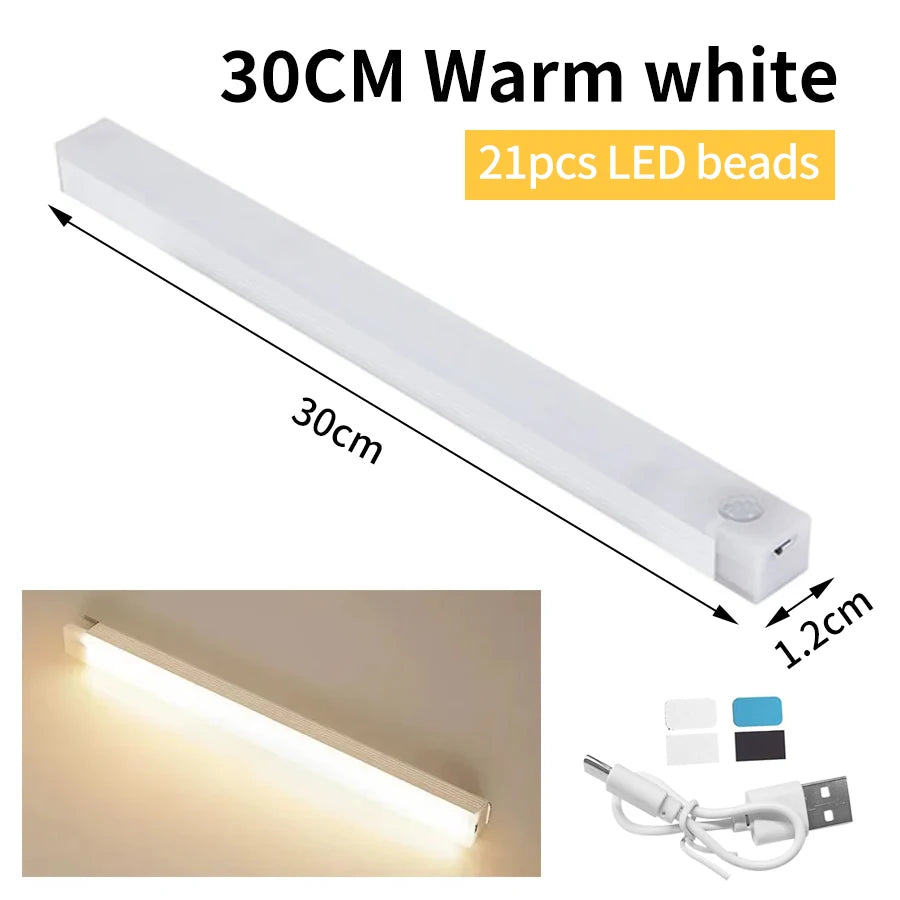 Wireless Motion Sensor LED Night Light – USB Rechargeable Motion Sensor Night Light PRIMED 30cm Warm White
