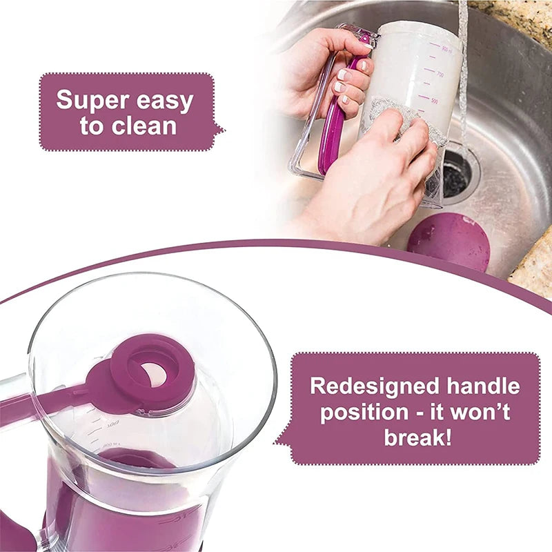 LMETJMA 4-Cup Pancake Batter Dispenser 900ml with Measuring Label Batter Dispenser PRIMED