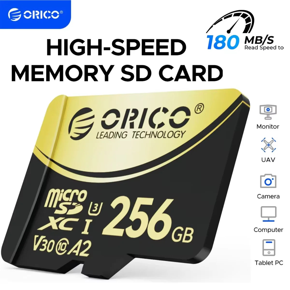 ORICO 512GB microSDXC Card – 180MB/s 4K UHD A2 V30 U3 MicroSD Memory Card PRIMED