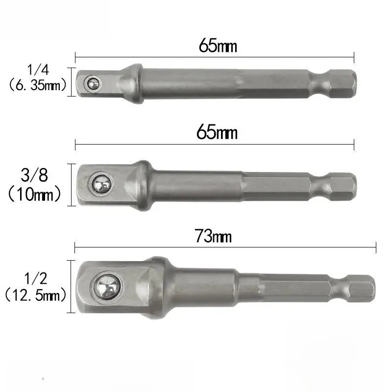 Chrome Vanadium Socket Adapter Set – 1/4" 3/8" 1/2" Hex Shank Socket Adapter Set PRIMED