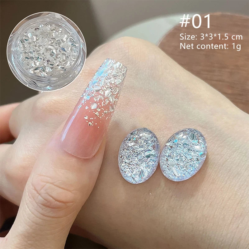 3D Holographic Nail Glitter Rhinestones – DIY Nail Art Decor Nail Art Glitter PRIMED 01