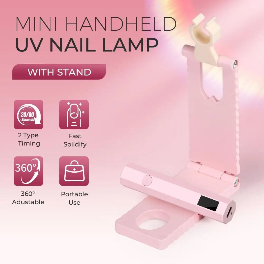 Portable Rechargeable UV Nail Lamp – Foldable Stand & LCD
