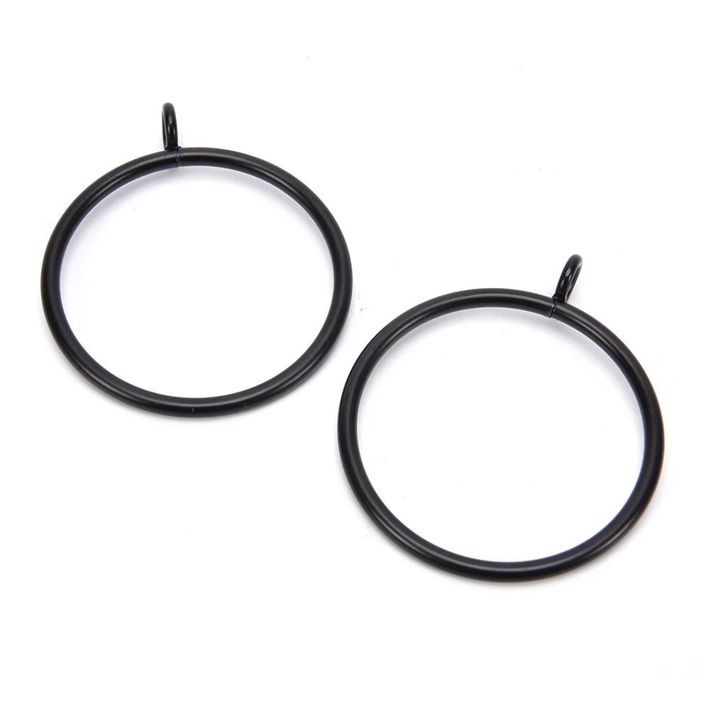 10-Pack Black Metal Curtain Rings – 25 to 55mm | Smooth Glide