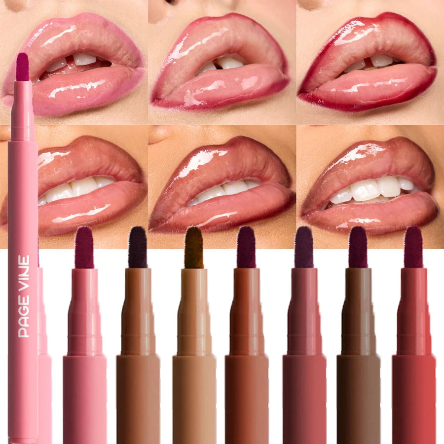 Waterproof Velvet Matte Lip Liner Pencil – Nude & Cherry Red