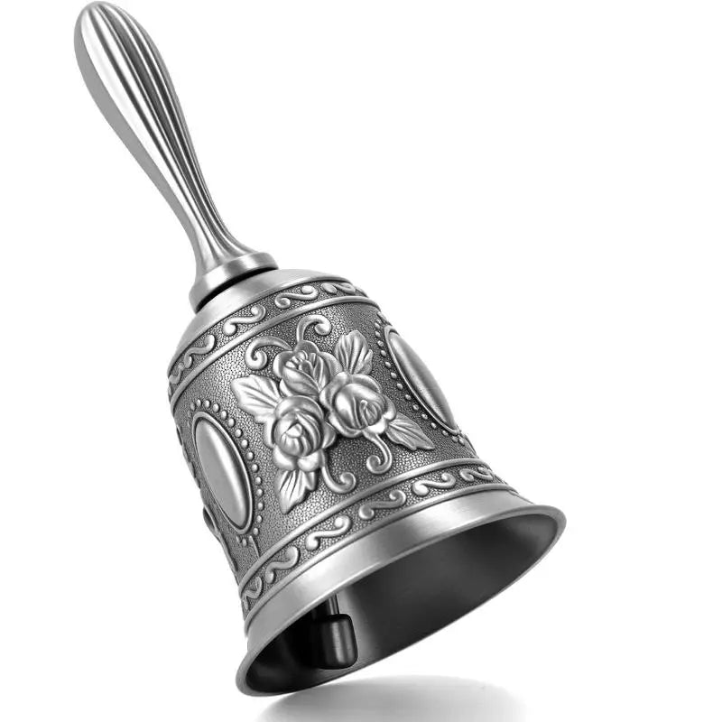 Vintage Embossed Metal Hand Bell – Retro Call Bell for Events