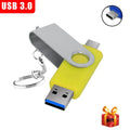 2-in-1 USB 3.0 & Type-C Flash Drive 8GB–128GB Metal Pendrive USB Flash Drive PRIMED 256GB yellow