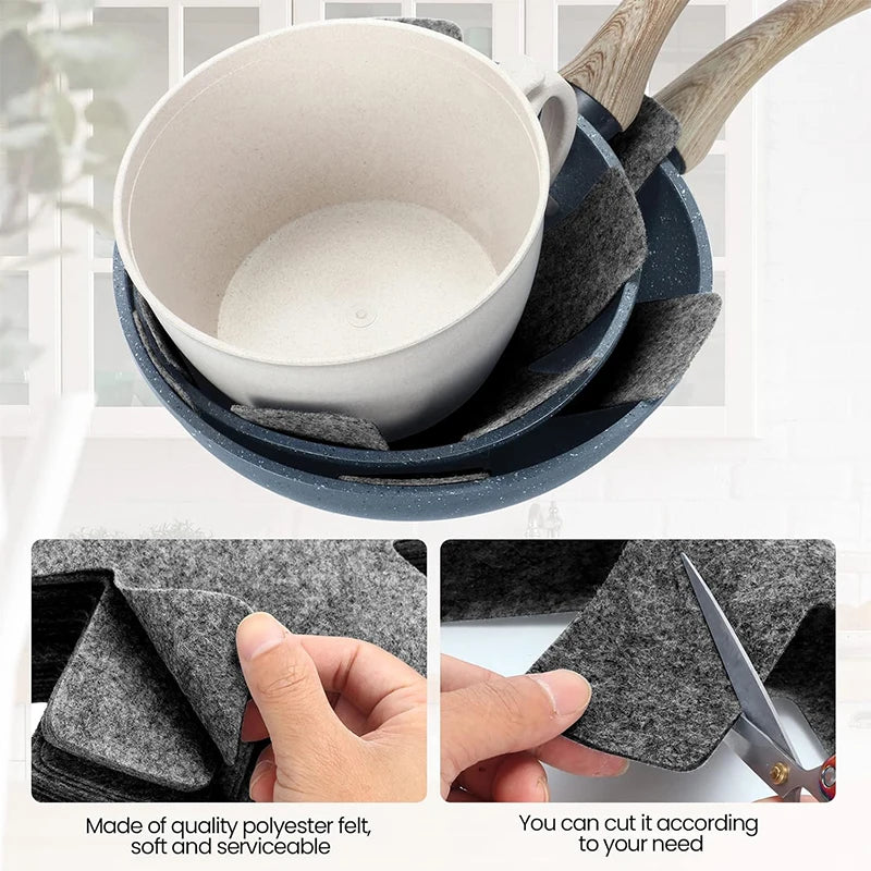 12-Pack Felt Pan Protectors – 3 Sizes Cookware Divider Pads Cookware Protector Pads PRIMED