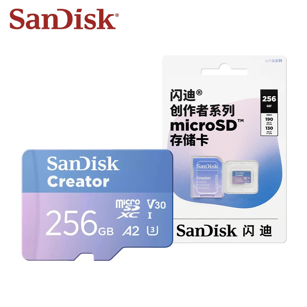 SanDisk Creator MicroSD 128GB/256GB V30 A2 U3 | Drones & Cameras MicroSD Memory Card PRIMED