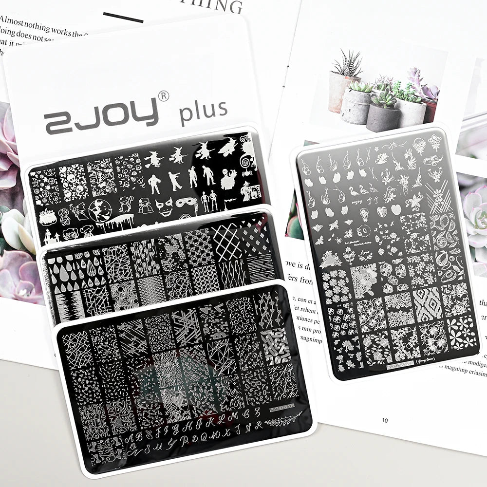 MAFANAILS Big Nail Stamping Plate – Geometry, Animals & Floral Nail Stamping Plate PRIMED