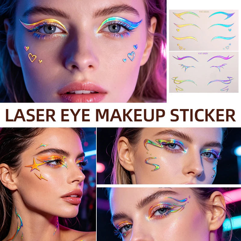 Holographic Laser Eyeliner Stickers – Waterproof Face Art Decals Face Art Sticker PRIMED