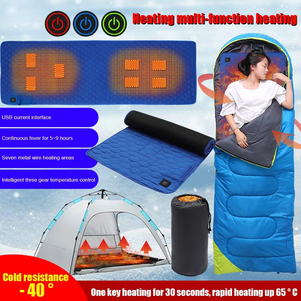 USB Electric Heated Sleeping Mat – 4 Zones Adjustable Warmth Heated Sleeping Mat PRIMED