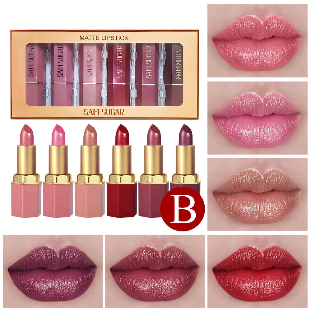 SAM SUGAR 6-Piece Matte & Pearlescent Lipstick Set