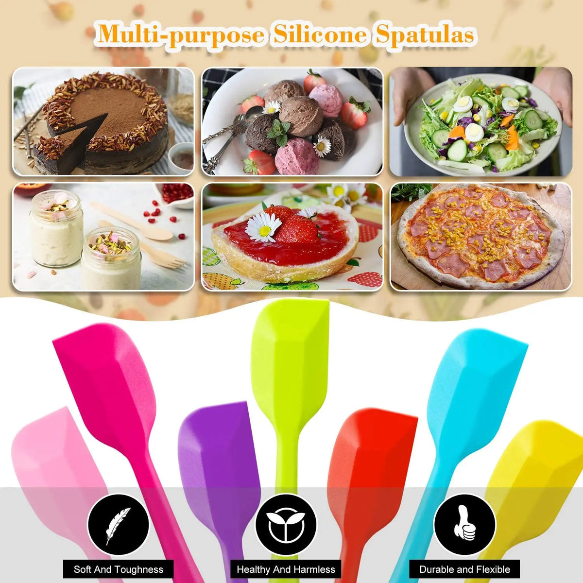 LMETJMA 27cm Silicone Spatula – Heat-Resistant Baking Scraper Silicone Baking Spatula PRIMED