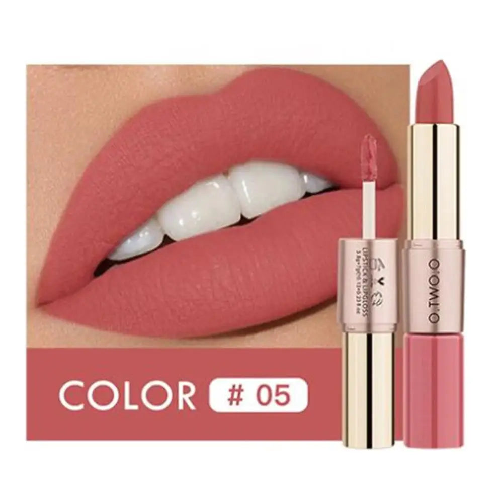 O.TWO.O 2-in-1 Matte Lipstick & Lip Gloss – 12 Colors Matte Lip Gloss PRIMED 05